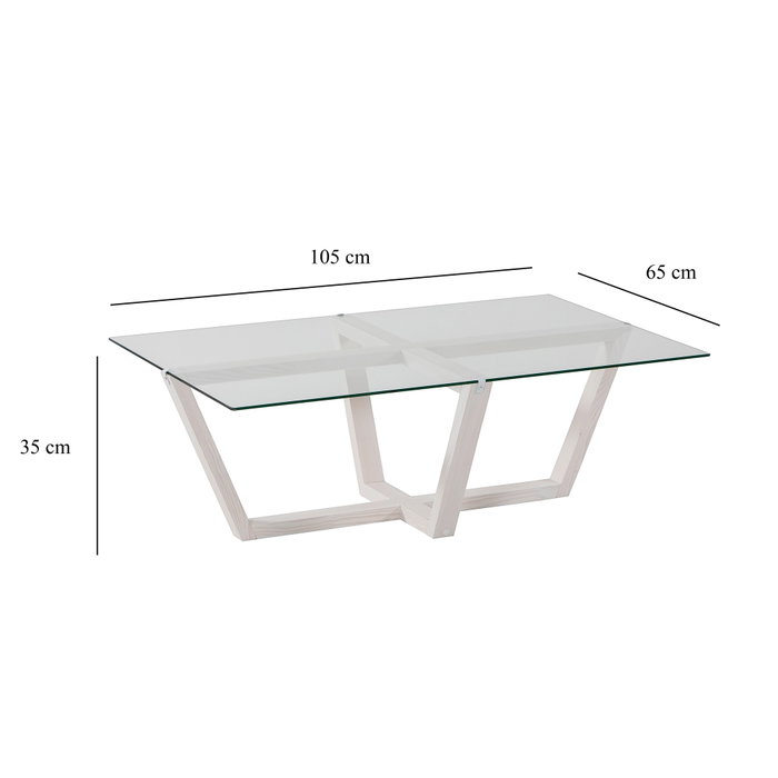 Hanah Home Amalfi Mesa de Centro Blanca con Cristal Templado